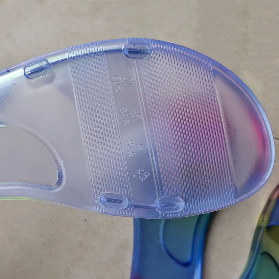Women's peep toe flat jelly clear slide sandals