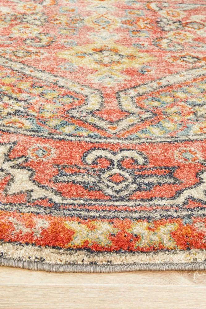 Zora Red Tribal Round Rug